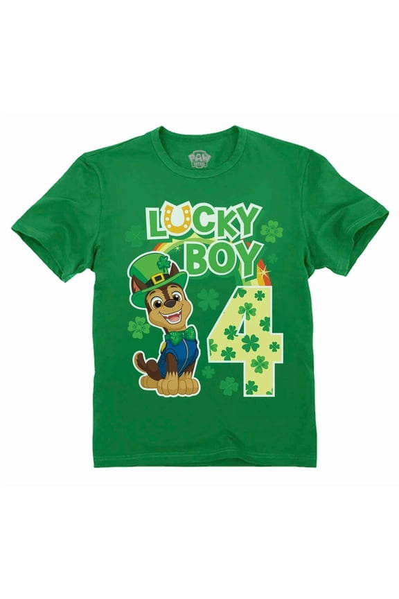 Paw Patrol St Patrick Four Year Lucky Boy Toddler Chase Clover 4th Birthday Gift Toddler Kids T-Shirt 5T Green