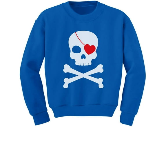 Tstars - Pirate Skull & heart Valentine's Day Toddler/Kids Sweatshirt 3T Blue
