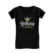 Tstars Princess Crown Graphic Print Tee - Comfortable Short Sleeve Fitted T-Shirt for Girls - Perfect for Celebrations, Casual Wear, School - Ideal Birthday Gift