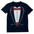 thumbnail image 1 of Tstars - Printed Suit & Tie Tuxedo - Red Bow Tie Bachelor Party T-Shirt Medium Navy, 1 of 5