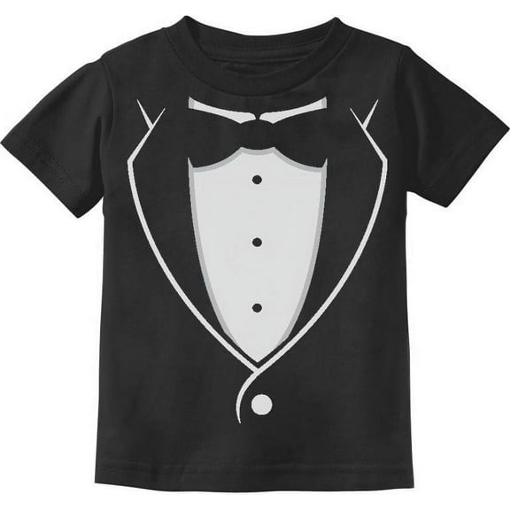 Tstars Printed Tuxedo Shirt with Bow Tie for Boys Toddler Infant Kids Tshirts, 2T Black