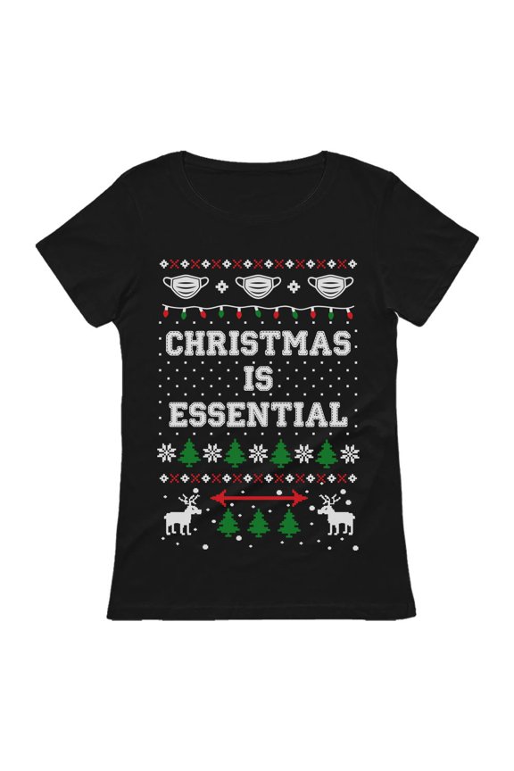 Quarantine 2020 Christmas Is Essential Funny Humor Ugly Christmas Women T Shirt