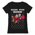 thumbnail image 1 of Tstars Riding with Biden Ugly Christmas Sweater Funny Humor Santa Biden Xmas Women T Shirt, 1 of 4