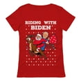 thumbnail image 1 of Tstars Riding with Biden Ugly Christmas Sweater Funny Humor Santa Biden Xmas Women T Shirt, 1 of 4