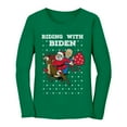 thumbnail image 1 of Tstars Riding with Biden Ugly Christmas Sweater Santa Biden Women Long Sleeve T Shirt, 1 of 4