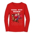 thumbnail image 1 of Tstars Riding with Biden Ugly Christmas Sweater Santa Biden Women Long Sleeve T Shirt, 1 of 4