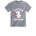 thumbnail image 1 of Tstars - Sister Saurus - Cute Gift for Big Sister Girls T-Rex Kids T-Shirt Large Gray, 1 of 6