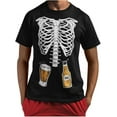 thumbnail image 1 of Halloween Skeleton Rib Cage Beer Belly X-Ray Funny Costume T-Shirt for Men, 1 of 6