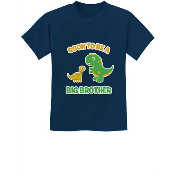Tstars - Soon To Be A Big Brother Gift Idea - Raptor Dinosaur Kids T-Shirt Medium Navy