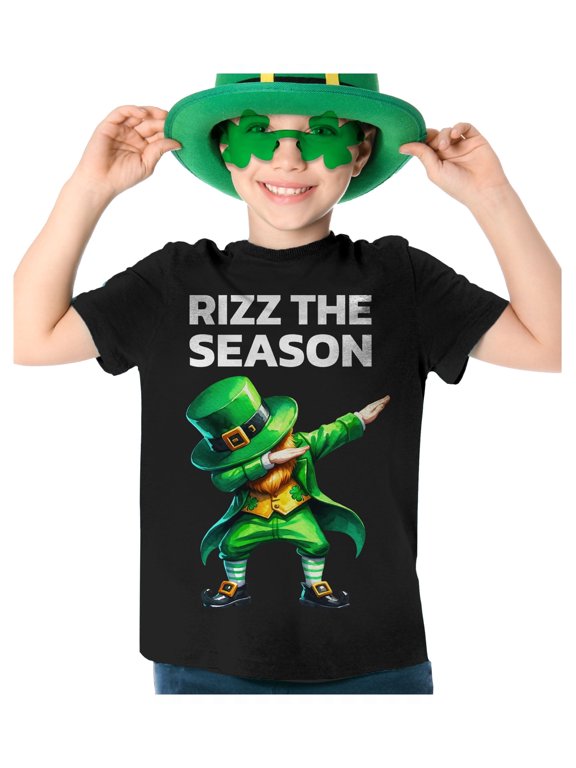 St. Patricks Day Lucky Clover Meme Leprechaun The Season Boys Girls Kids Youth Kids T-Shirt Medium Black
