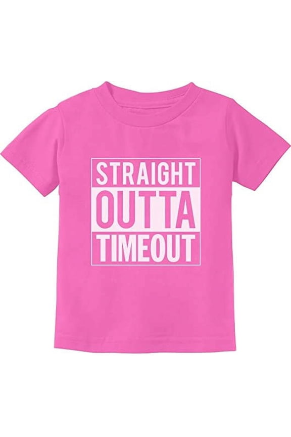 Straight Outta Timeout Kids T-shirt - Humorous Graphic Tee - Fun Graduation Gift for Boys - Toddler & Infant Shirt - Cool Attire for Back to School - Unisex Kids Apparel - 12M Pink