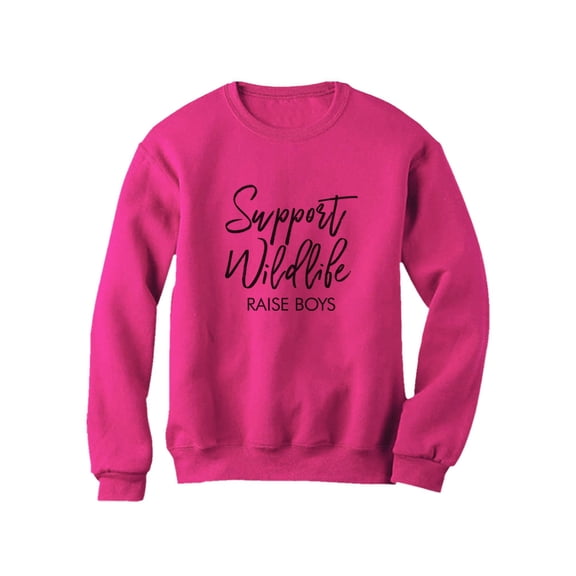 Tstars - Support Wildlife Raise Boys Funny Mom Women Sweatshirt XX-Large Pink