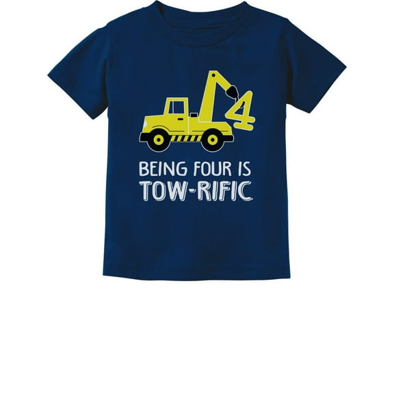 Tstars Toddler 4th Birthday Tee: Tractor & Construction Theme - Perfect Gift for Four-Year-Olds, Celebrate in Style, Unisex Kids B-Day Party Shirt