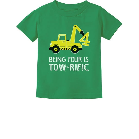 Tstars Toddler 4th Birthday Tee: Tractor & Construction Theme - Perfect Gift for Four-Year-Olds, Celebrate in Style, Unisex Kids B-Day Party Shirt