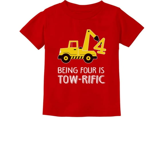 Tstars Toddler 4th Birthday Tee: Tractor & Construction Theme - Perfect Gift for Four-Year-Olds, Celebrate in Style, Unisex Kids B-Day Party Shirt