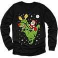 thumbnail image 1 of Tstars Toddler Boys Unisex Ugly Christmas T Rex Santa Ride Graphic T-Shirt, 1 of 5