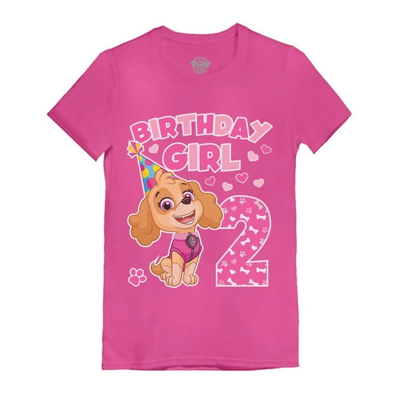 Tstars Toddler Girls 2nd Birthday T-shirt - Skye Paw Patrol Themed - Perfect Gift for 2 Year Old - Birthday Party Apparel - Graphic Tee for Toddler Girls - Birthday Celebration Infant Fitted Shirt