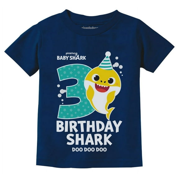 Tstars Toddler's 3rd Birthday Baby Shark T-Shirt - Fun Kids' Outfit - Size 4T - Navy