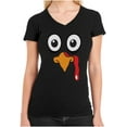 thumbnail image 1 of Tstars Turkey Face Shirt Funny Thanksgiving Women's Fitted V Neck TShirt Large Black, 1 of 7