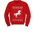 thumbnail image 1 of Tstars - Ugly Christmas Outfit Love Horses Youth Kids Sweatshirt Small Red, 1 of 3