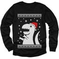 thumbnail image 1 of Tstars Ugly Christmas Sweater Big Trex Santa - Children Funny Youth Kids Long Sleeve T-Shirt 4T Black, 1 of 5