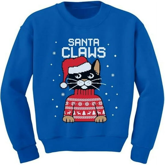 Tstars Ugly Christmas Sweatshirt Santa Claws Cat Kids Gifts for Boy Toddler Kids