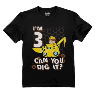 Tstars Unisex 3rd Birthday Paw Patrol T-shirt - Rubble Tractor Themed - Perfect Gift for 3 Year Old - Official Nickelodeon Apparel - Birthday Party Essential - Toddler Kids Comfortable Cotton T-Shirt