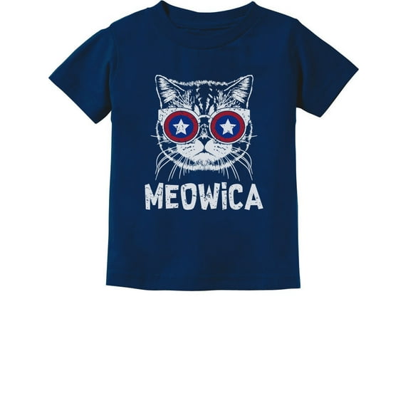 Tstars Unisex 4th of July Shirts for Kids Meowica American Flag Cat Funny Humor Independence Day Patriotic USA Gifts Fourth of July Toddler Infant Kids T Shirt