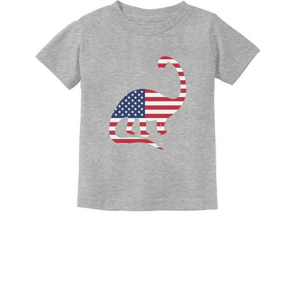 Tstars Unisex 4th of July Shirts - Patriotic USA Dinosaur American Flag Print - Toddler Infant Kids Gift - Independence Day Graphic Tee - Fourth of July Celebrations - 100% Cotton - 12M Gray