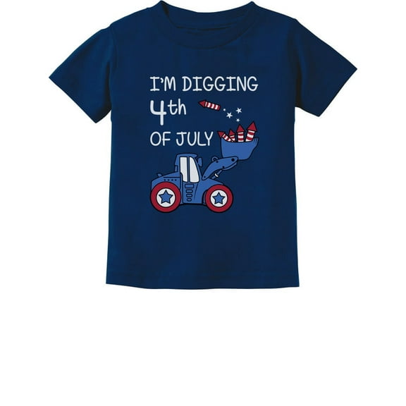 Tstars Unisex 4th of July Shirts for Patriotic USA I'm Digging 4th of July Tractor Loving Boys Independence Day Graphic Tee Gifts for Fourth of July Toddler Infant Kids T Shirt
