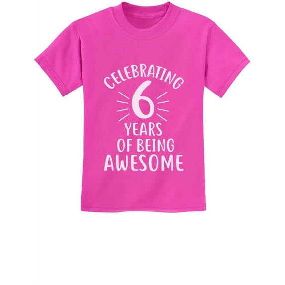 Tstars Unisex 6th Birthday T-shirt - Celebratory Graphic Tee for Six-Year-Olds - 6 Years of Being Awesome Theme - Ideal Gift for Birthday Parties - Youth Kids Apparel