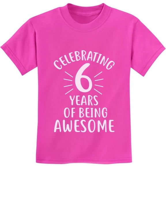 Unisex 6th Birthday T-shirt - Celebratory Graphic Tee for Six-Year-Olds - 6 Years of Being Awesome Theme - Ideal Gift for Birthday Parties - Youth Kids Apparel