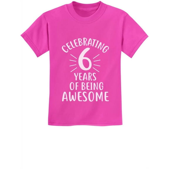 Tstars Unisex 6th Birthday T-shirt - Celebratory Graphic Tee for Six-Year-Olds - 6 Years of Being Awesome Theme - Ideal Gift for Birthday Parties - Youth Kids Apparel