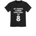 thumbnail image 1 of Tstars Unisex 8th Birthday T-Shirt - "I Know Everything I'm 8" - Fun Gift for Eight-Year-Olds - Kids' Birthday Celebration Tee - Funny Birthday Shirt for Boys and Girls, 1 of 6