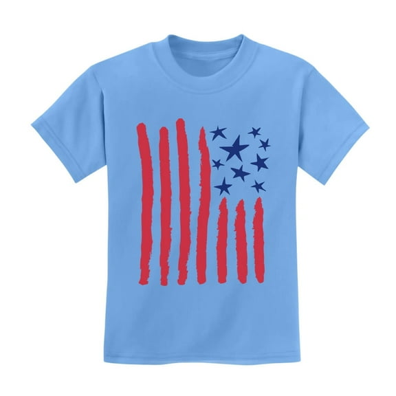 Tstars Unisex Artistic Patriot T-shirt - Child's Doodle of American Flag for 4th of July Celebrations- Patriotic Tee for Independence Day- Ideal Gift for Kids- Soft Cotton Tee- X-Small California Blue
