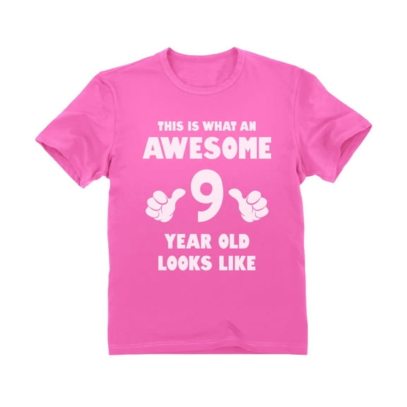 Tstars Unisex 'Awesome 9 Year Old' T-Shirt - Perfect Gift for 9th Birthday - Kid's Party Wear - Unique Birthday Celebration Tee - Humorous Youth Shirt for Boys and Girls - Cotton Kids' Apparel