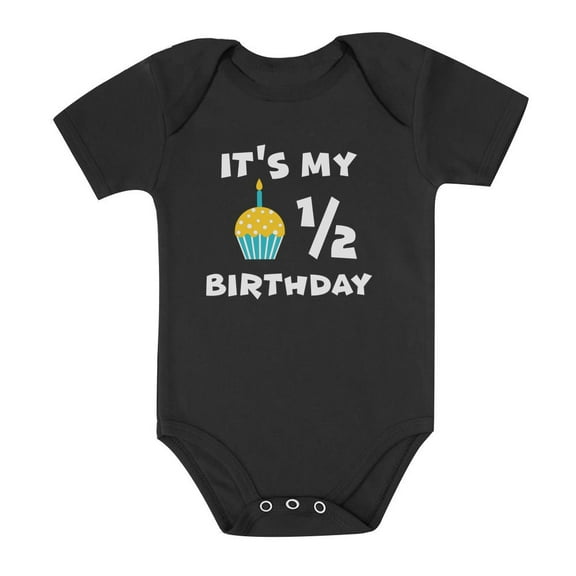 Tstars Unisex Half Birthday Bodysuit - Ideal 6 Month Celebration Outfit - Perfect Baby Shower Gift - Baby Boy or Girl's 1/2 Birthday Present - Cute and Quality Graphic Apparel