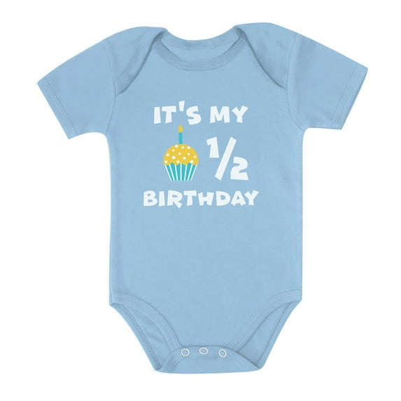 Tstars Unisex Half Birthday Bodysuit - Ideal 6 Month Celebration Outfit - Perfect Baby Shower Gift - Baby Boy or Girl's 1/2 Birthday Present - Cute and Quality Graphic Apparel