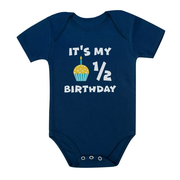 Tstars Unisex Half Birthday Bodysuit - Ideal 6 Month Celebration Outfit - Perfect Baby Shower Gift - Baby Boy or Girl's 1/2 Birthday Present - Cute and Quality Graphic Apparel