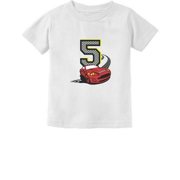 Tstars Unisex Kids 5th Birthday Gift - Exciting Race Car T-Shirt - Perfect Birthday Present for 5-Year-Olds - Fun Car-Themed Party Apparel - Ideal for Boys and Girls - Toddler's Birthday T-Shirt