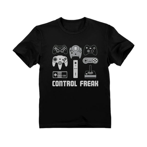Tstars Unisex Kids' T-Shirt - Video Game Enthusiast Gift - Perfect Birthday or Holiday Present for Gaming Lovers - Unique "Control Freak" Print - High-Quality Graphic Tee - Comfortable Cotton Apparel