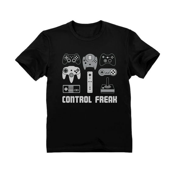 Tstars Unisex Kids' T-Shirt - Video Game Enthusiast Gift - Perfect Birthday or Holiday Present for Gaming Lovers - Unique "Control Freak" Print - High-Quality Graphic Tee - Comfortable Cotton Apparel