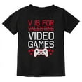 thumbnail image 1 of Tstars Unisex Kids Valentine's Day T-Shirt – Funny "V Is for Video Games" Gamer Gift for Teens, 1 of 6