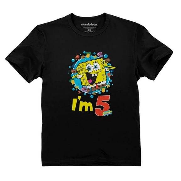 Tstars Unisex SpongeBob Birthday T-shirt: Perfect 5th Birthday Gift - Official Nickelodeon Licensed Outfit for Kids, Birthday Party Essential
