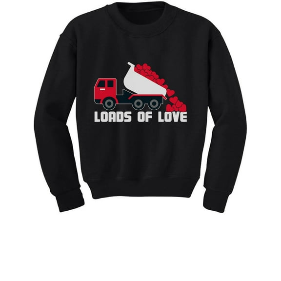 Tstars - Valentines Day Dump Truck Loads of Love Toddler/Kids Sweatshirt 3T Black