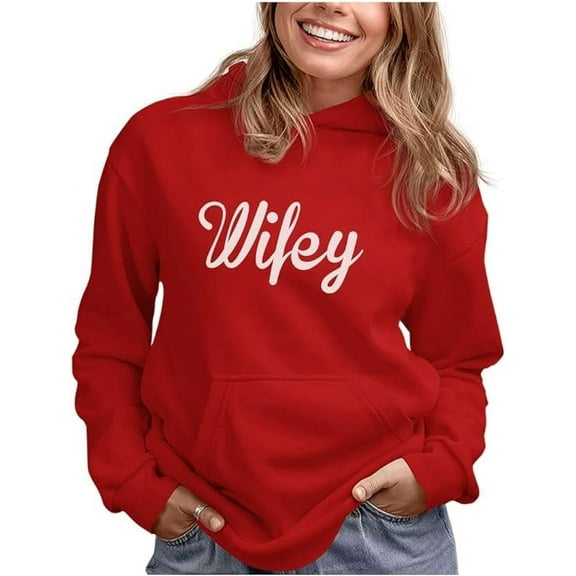Tstars - Wifey Gift For Wife For Valentines Day Women Hoodie X-Large Red