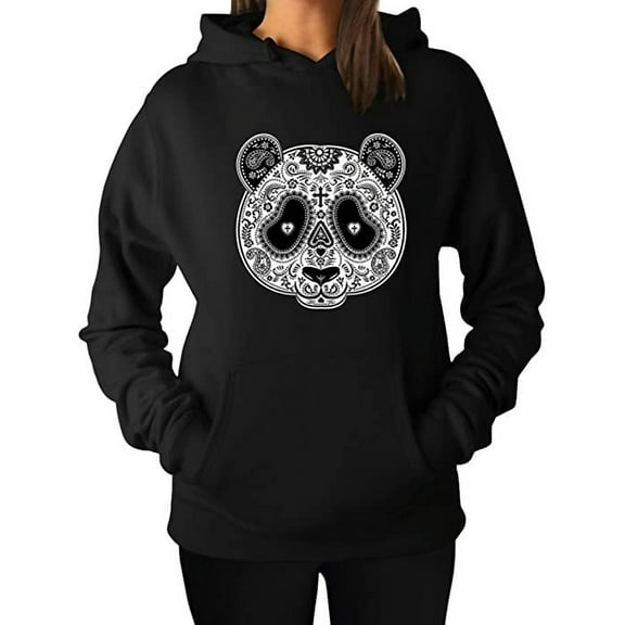 Tstars Women's - Aztec Panda Head Hoodie X-Large Black