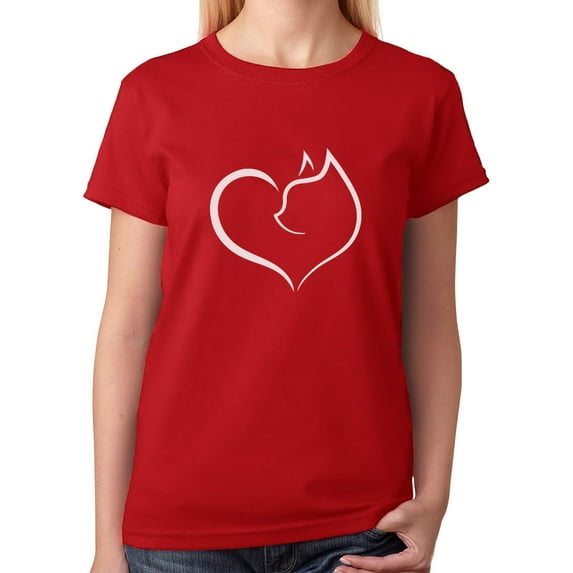 Tstars Women's Birthday & Valentine's Day T-shirt - Cat Heart Design - Perfect Birthday Gift for Cat Lovers - Unique Love-Themed Women's Apparel - Ideal Birthday Present for Cat Enthusiasts