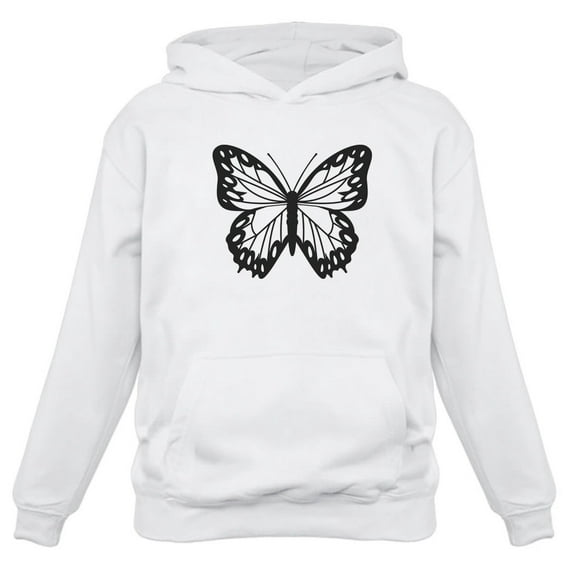 Tstars Women's Butterfly Graphic Sweatshirt: Cozy & Cute Hoodie - Soft & Comfy Cotton Blend Hoodie with Colorful Butterfly Print Small White