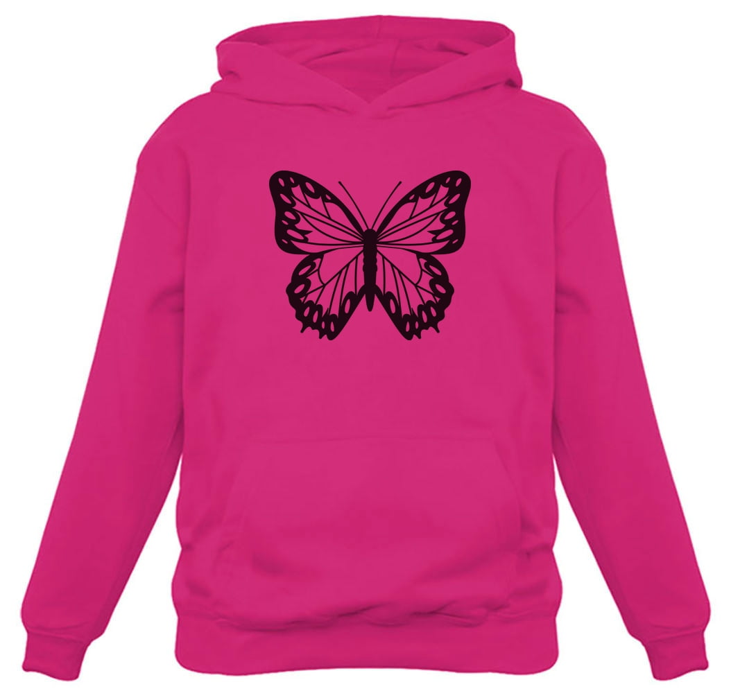 Blue And Pink Butterfly Print Women's Sweatshirt